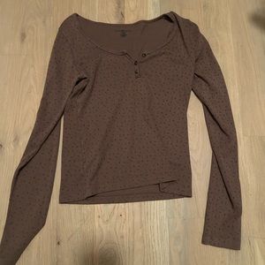 brown floral patterned brown long sleeve top